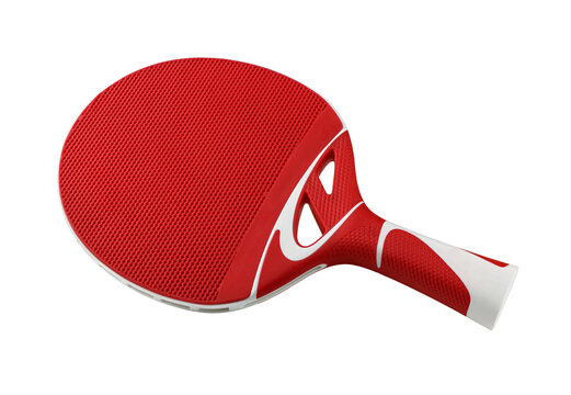 Red table tennis paddle isolated on transparent  background
