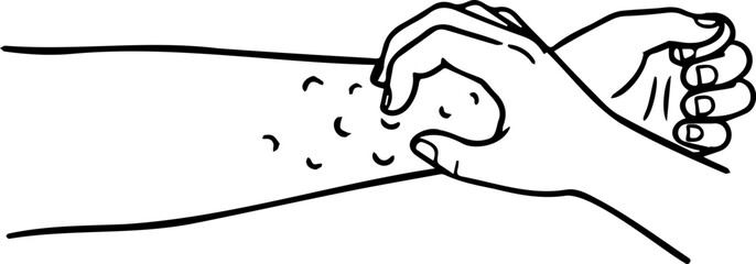 Skin Allergy and Itching Sensation Icon - Dermatological Irritation and Rash Line Art Vector Illustration