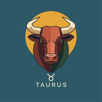 Taurus Bull Astrological Sign Symbol Illustration.