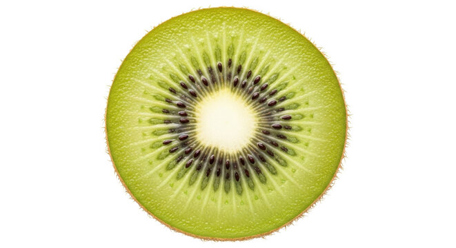 Fresh kiwi fruit slice isolated PNG, vibrant green color and juicy texture, healthy eating concept for food blogs and culinary projects