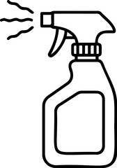 Cleaning spray bottle line art icon, disinfectant or glass cleaner trigger sprayer, minimalist household sanitary product vector illustration