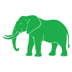 Fototapeta premium Green Elephant Silhouette Vector Safari Wildlife Illustration