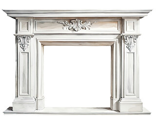 Naklejka premium A cozy fireplace with a white mantle, perfect for home decor or winter scene
