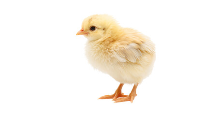 Fototapeta premium Small Chick Standing on White Surface With Outstretched Legs and Soft Feathers