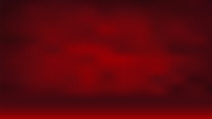 Red Blank Empty Studio Background With Cloud Fog Blurry Backdrop Vector Illustration