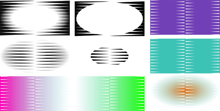 Assortment of abstract jagged line patterns and colored geometrical shapes. Illustration, Vector Shape