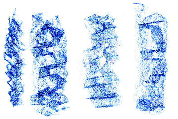 Ink roller brush strokes textures. Punk rock wall grunge paint stripes print. Brayer black lines. Thick rectangle stamps set. Chalk wide underlines. Vector smear labels background. Graffiti elements.