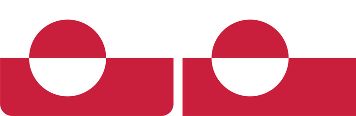 Obraz premium Red and white Greenland flag icons with rounded and sharp corners