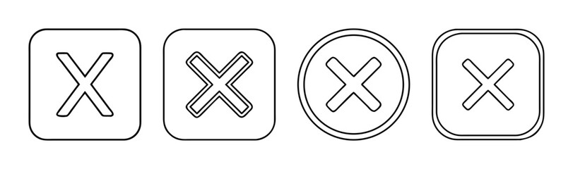 Obraz premium Close button X symbol icons for cancellation and deletion