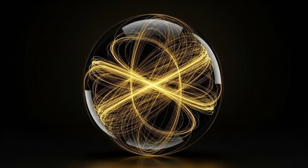 Glass Orb with Golden Energy Swirls.