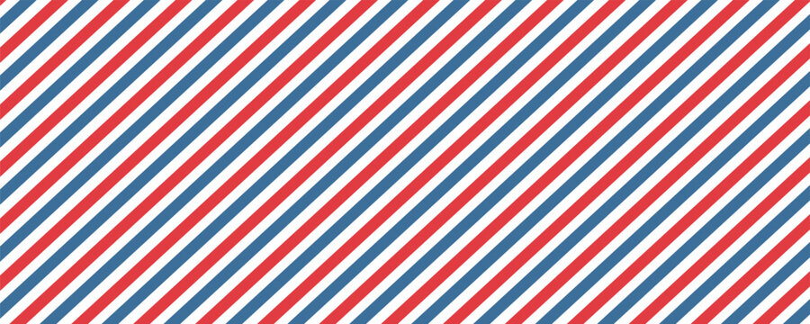 Vintage airmail postcard back template with diagonal blue and red stripe. Travel post card blank backside. Air mail envelope frame with postage place. Vector illustration isolated on white