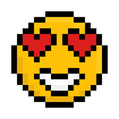 Obraz premium A 16x16 Heart Eyes Emoji Pixel Art - Retro style