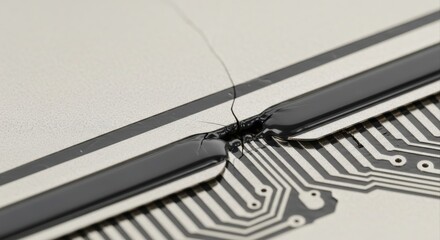 Ant Crawling on Electronic Circuit Board.