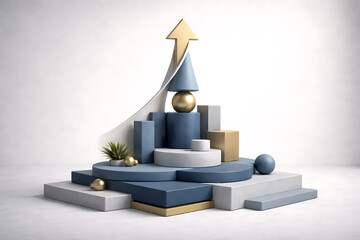 Abstract Geometric Composition with Arrow and Plant