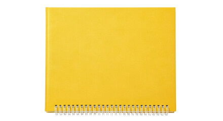 Bright yellow spiral notebook isolated PNG, blank notepad for writing and drawing on transparent background, school and office supply © Nicolae