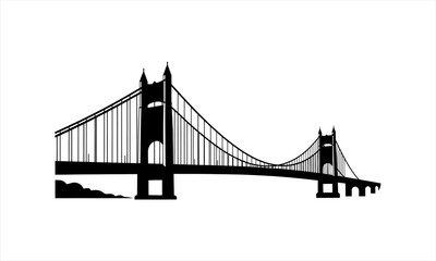 Obraz premium Iconic Suspension Bridge Silhouette Spanning Waterway.