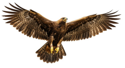 Majestic golden eagle PNG isolated on transparent background, bird of prey with outstretched wings for wildlife and nature designs © Nicolae