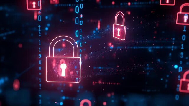 Brightly Shining Padlocks Traversing Digital Binary Landscape Securely