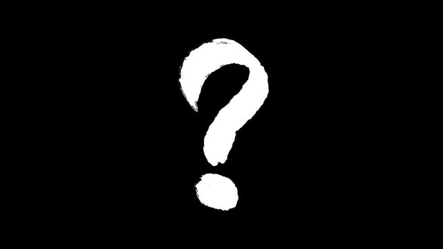 Animation of question mark on transparent background with Alpha channel, animated question mark 4k video