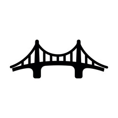 Minimalist black bridge silhouette vector icon isolated on white background for design and architecture