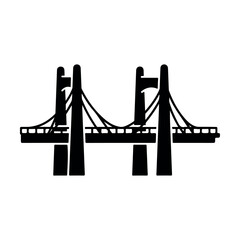 Minimalist black and white suspension bridge vector illustration isolated on white background for design and engineering projects