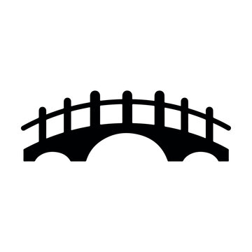 Minimalist black silhouette arched bridge vector illustration isolated on white background design element