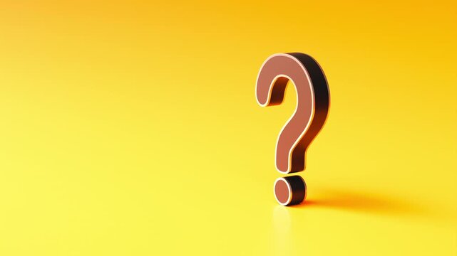 Black question mark on yellow background. Seamless looping animation