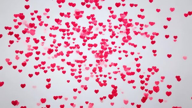 Broken red heart symbol of love exploding into many tiny pieces isolated on a white background, representing heartbreak and pain