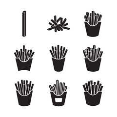 Fototapeta premium French Fries Icons Collection, Fast Food Vector Graphics