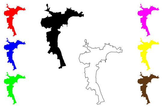 Syzran city (Russia, Russian Federation) map vector illustration, scribble sketch Syzran map
