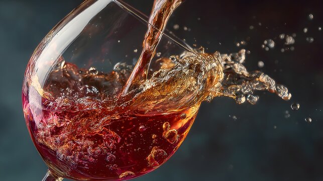 A glass of wine is poured into a glass