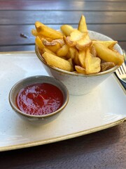French fries and ketchup