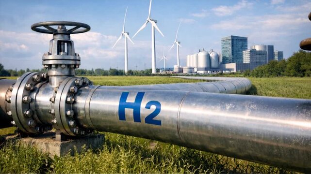 Green hydrogen infrastructure near an industrial energy facilitys