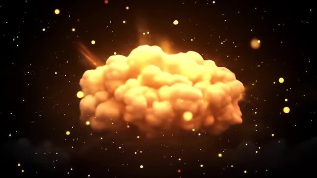 Glowing Orange Explosion with Sparks Against a Black Background