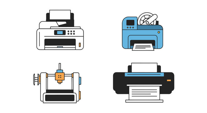 Printer Line art color vector clean design