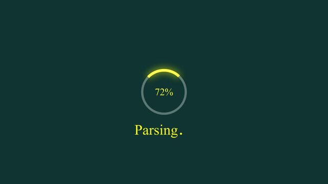 Yellow Circular Parsing  Progress Indicator at 0 to 100%  Percent on Black Background