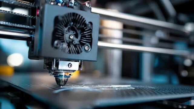 Closeup of FDM 3D printer nozzle adjusting calibration settings to enhance print precision in a controlled workspace