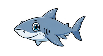 Obraz premium A cartoon shark with a smiling face on a black background