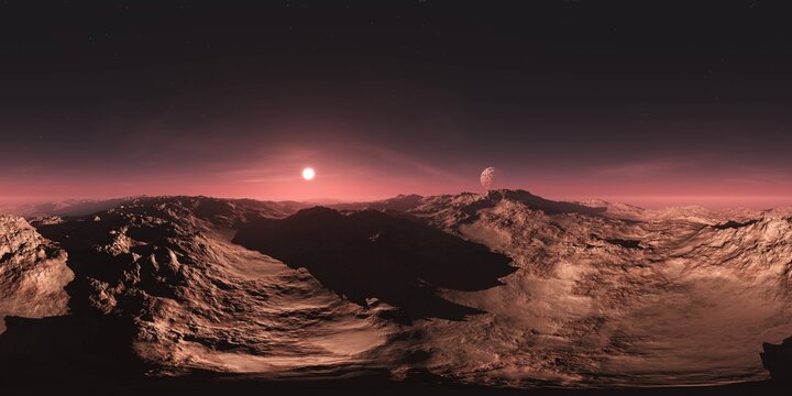 Mars, HDRI, environment map , Round panorama, spherical panorama, equidistant projection, 360 high resolution panorama, 3d rendering