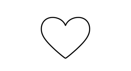 Simple Black Outline Heart Icon on Isolated White Background