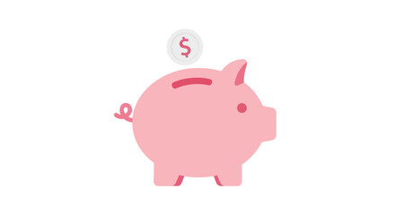 Obraz premium Pink Piggy Bank with Dollar Sign for Savings and Investment, Isolated White Background.