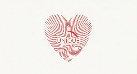 Unique heart fingerprint concept with red lines and text