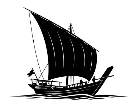 Dhow Sailboat Silhouette - Lateen Rig Vector
