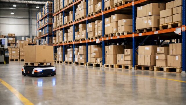 Automated guided vehicles in a large storage warehouse