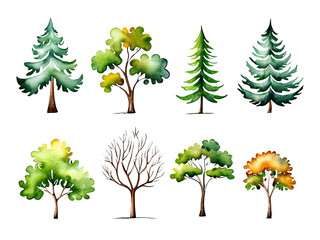 Fototapeta premium A group of trees with colorful paint jobs