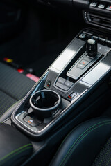 Obraz premium Heated seat button and climate control dial in car interior close up