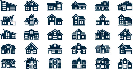 Obraz premium Flat Home Icon Vector Symbol Real Estate Building