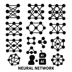 A collection of interconnected node diagrams and a robot representing neural networks high quality professional