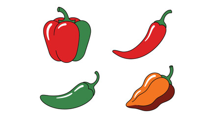 Pepper Line art color minimal style