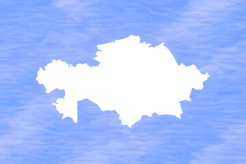 Obraz premium Kazakhstan map with national flag isolated on blue sky background